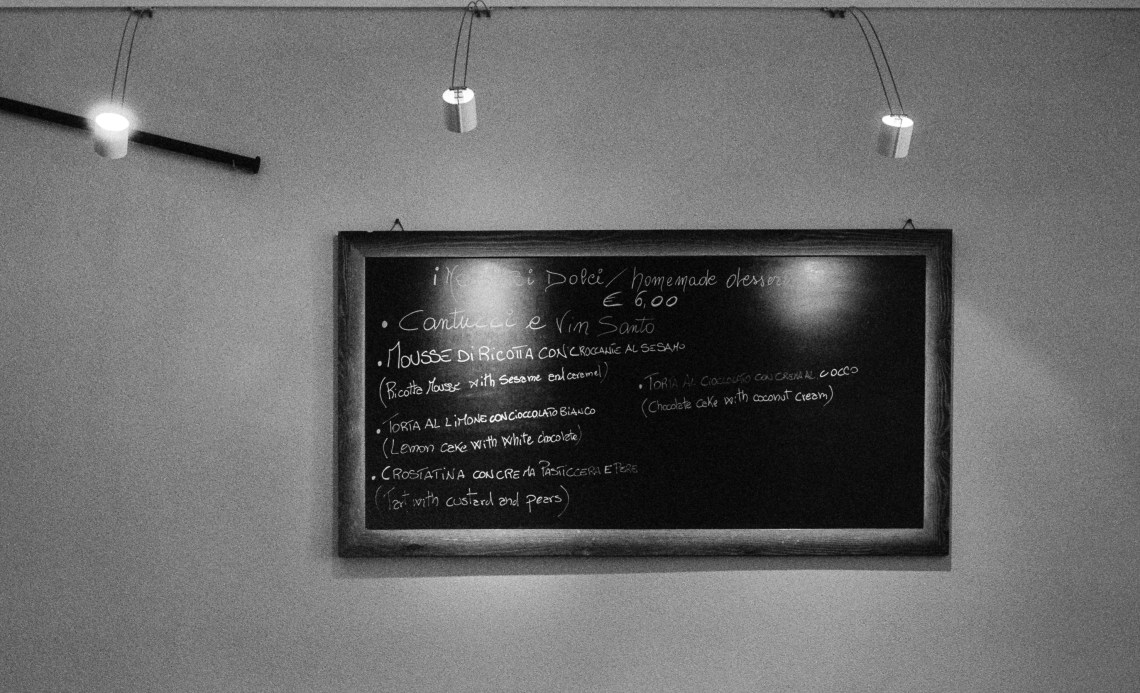 A typical Osteria menu